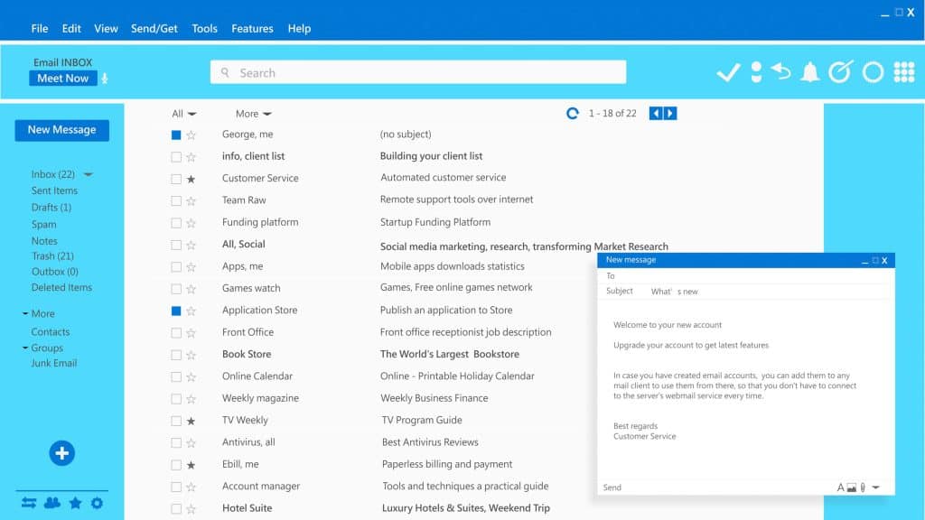 Email interface. Client mail list for email marketing in Bucks County PA by Jeremy Zaleski Designs